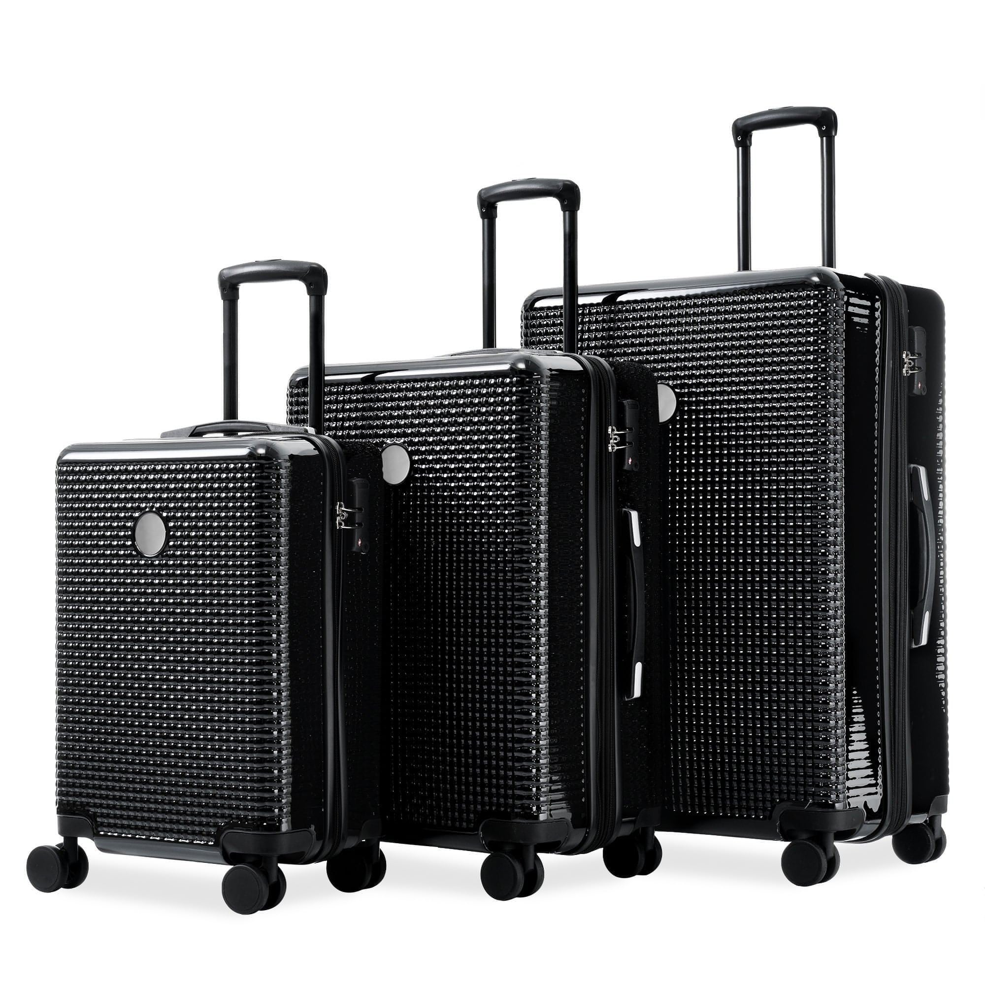 3 Piece Set Of Hard Shell Suitcases With Wheels, Light Expandable