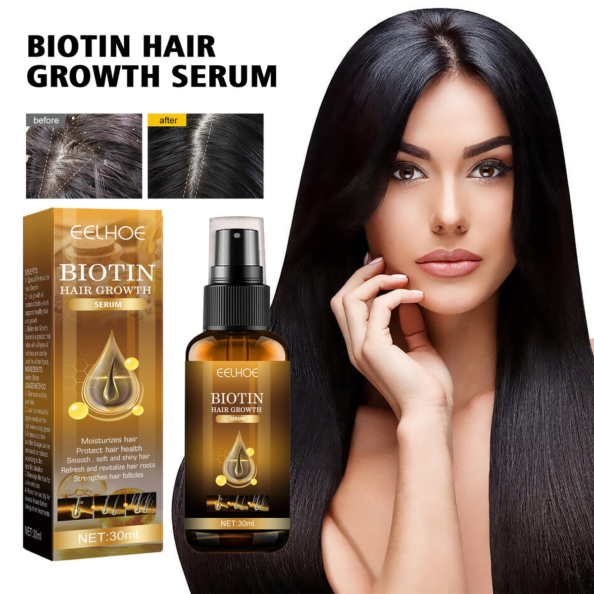 ELLHOE™ Biotin Hair Growth Spray – Strength Starts at the Root