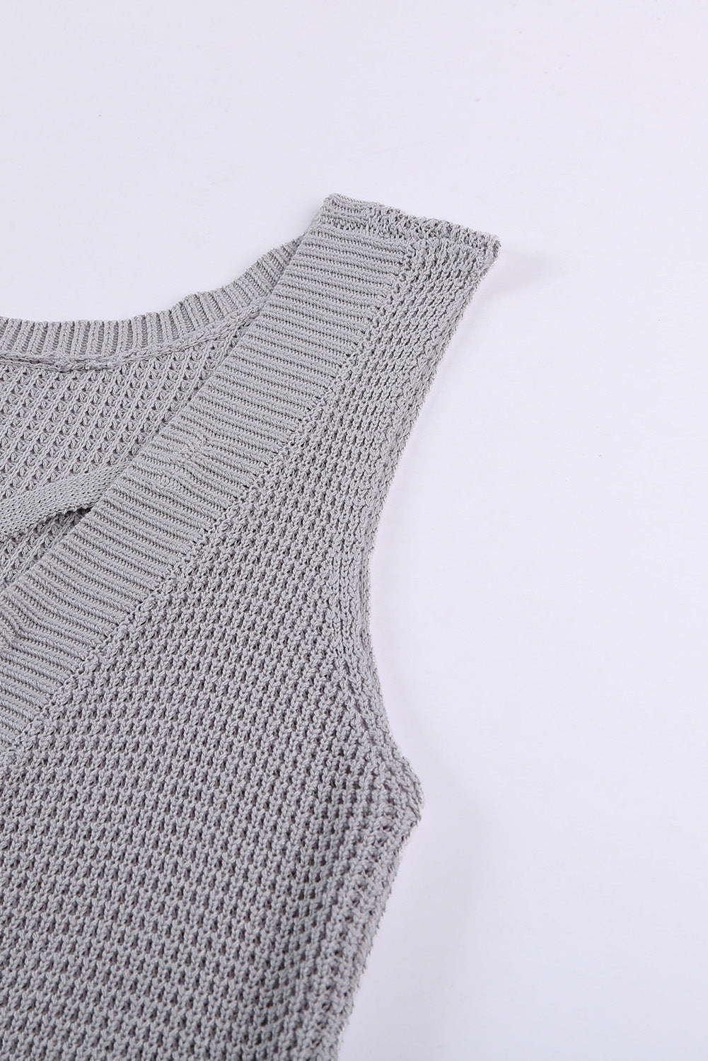 Gray Crisscross Hollow-out Knit Tank Top