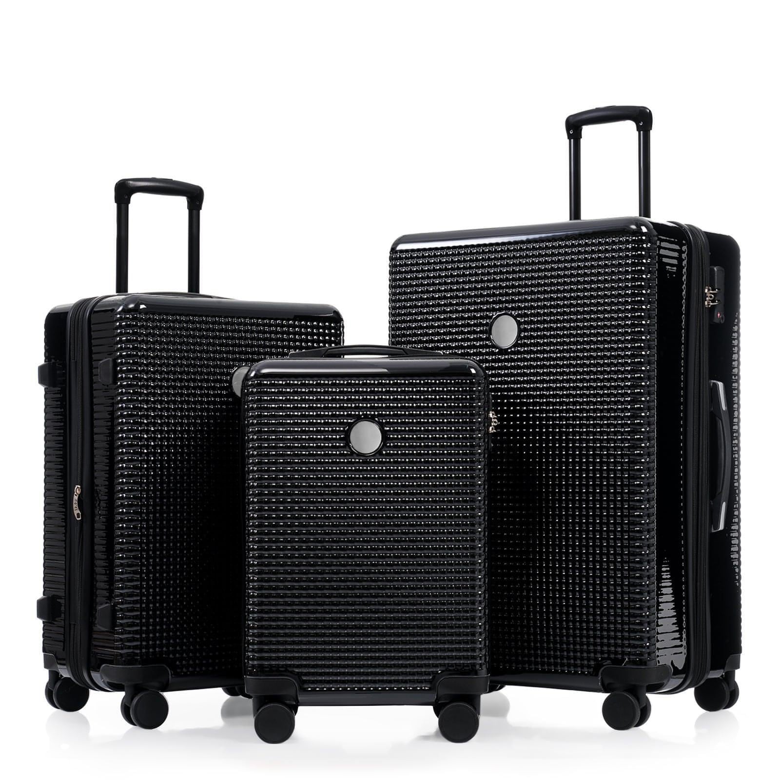 3 Piece Set Of Hard Shell Suitcases With Wheels, Light Expandable