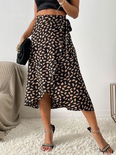 MUNSIEUR Tied Slit Printed Skirt - Luxury Designer Skirt for Women