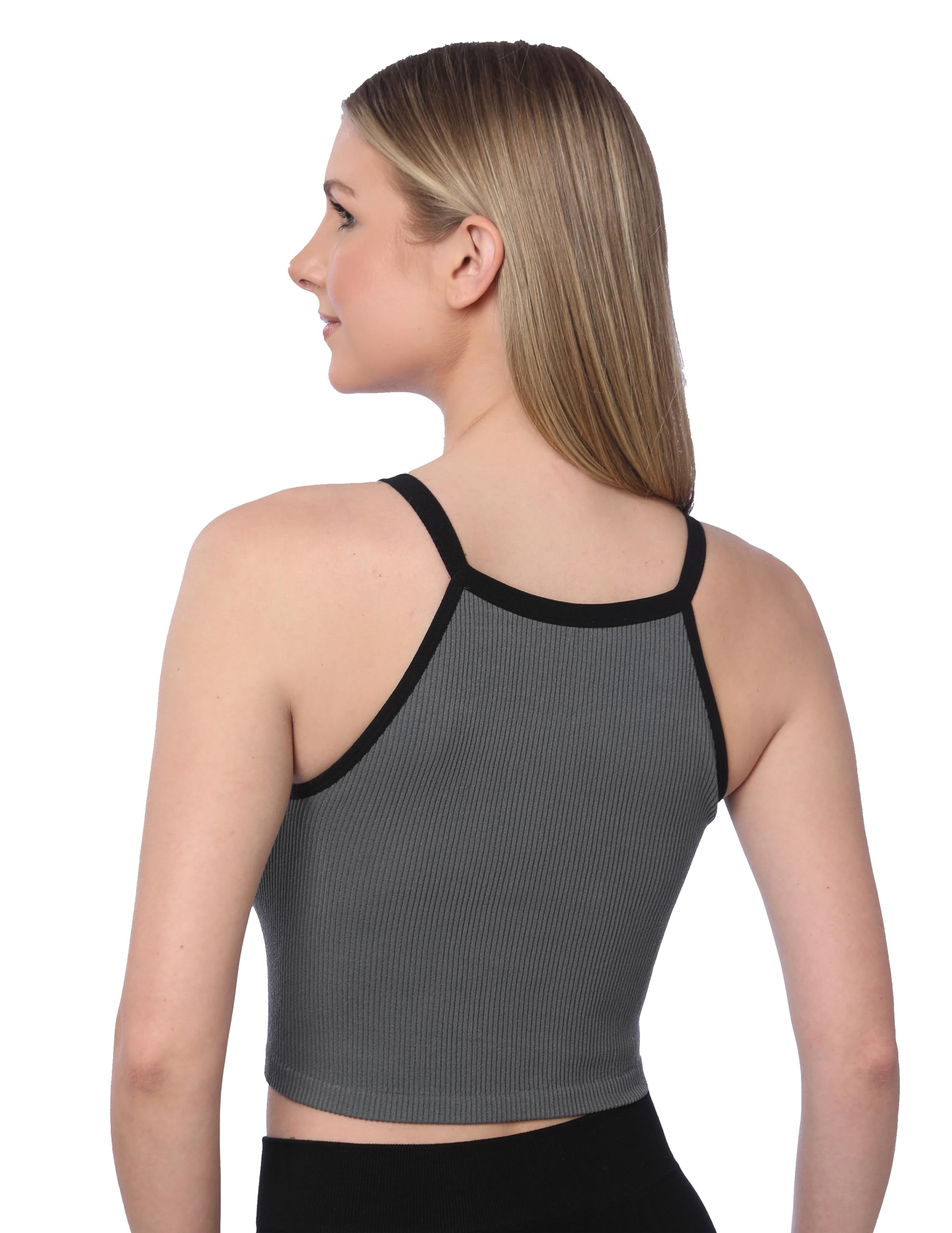 Women's Grey Ribbed Tank Tops