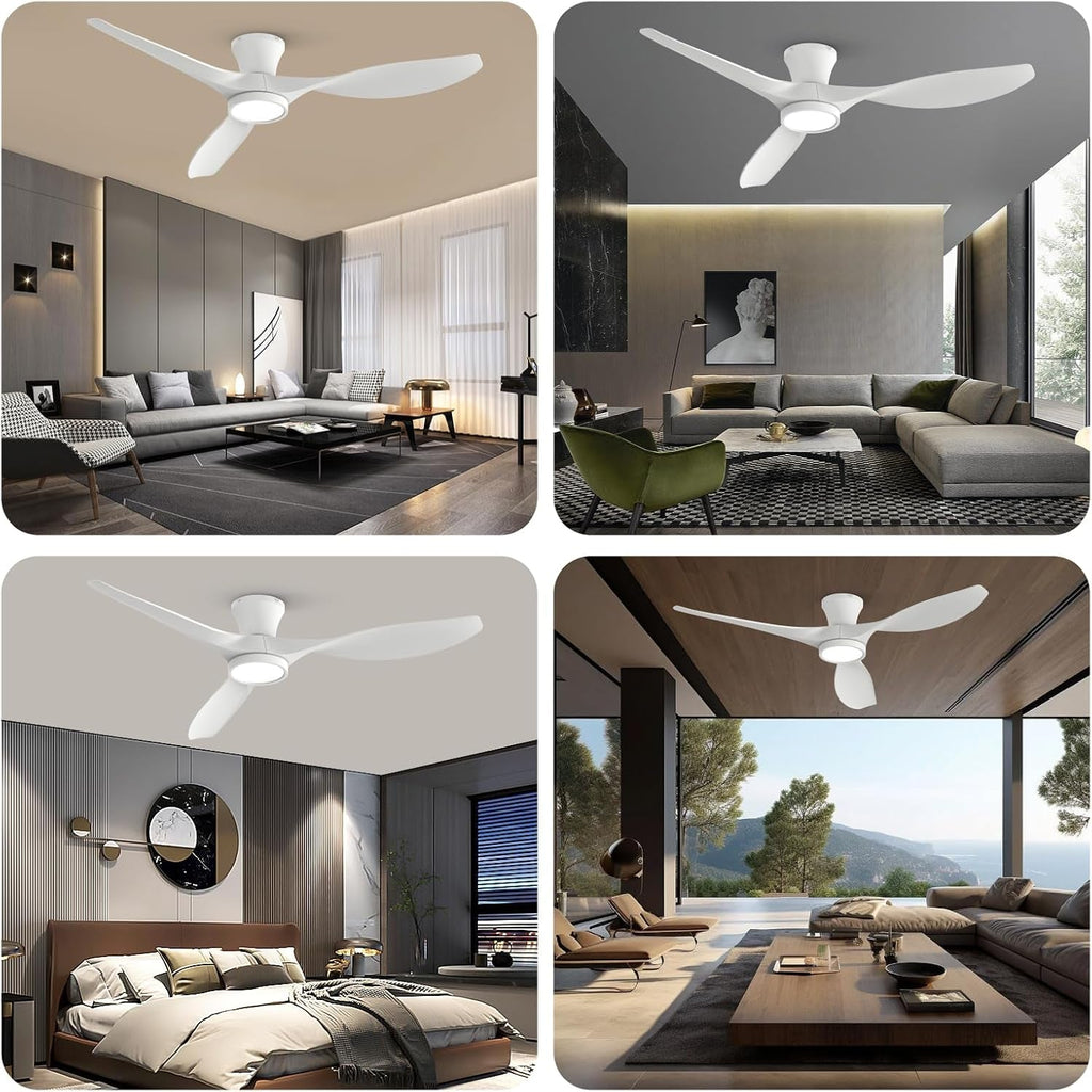 52 Inch Ceiling Fan With Remote And Quiet DC Motor For Bedroom And