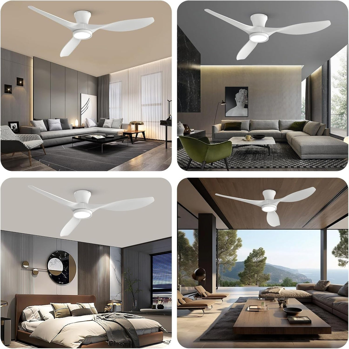 52 Inch Ceiling Fan With Remote And Quiet DC Motor For Bedroom And