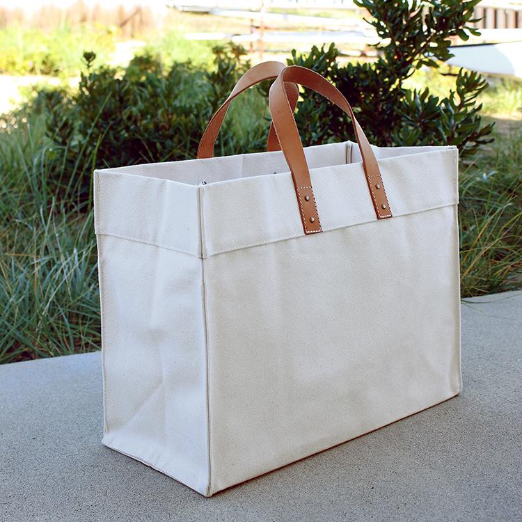 Box Tote Bag Canvas and Leather