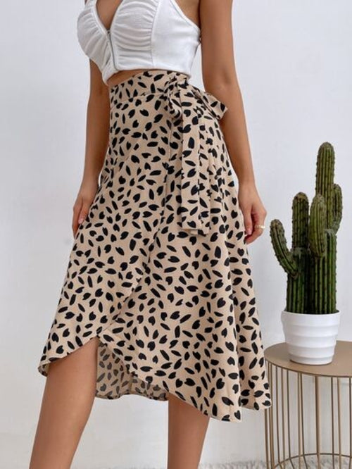 MUNSIEUR Tied Slit Printed Skirt - Luxury Designer Skirt for Women