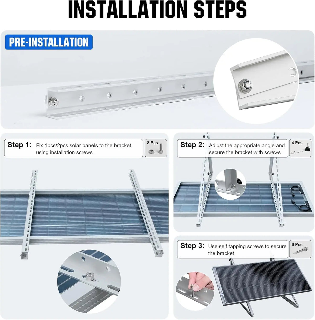 ECO-WORTHY Upgraded 45in Solar Panel Mount Brackets, with Foldable