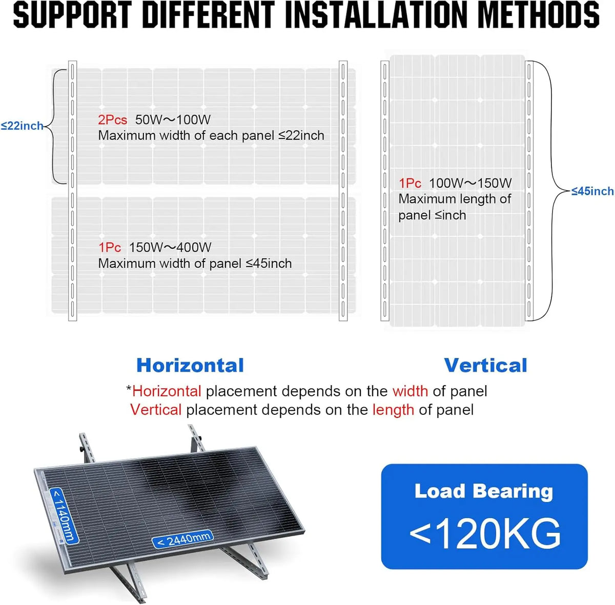 ECO-WORTHY Upgraded 45in Solar Panel Mount Brackets, with Foldable