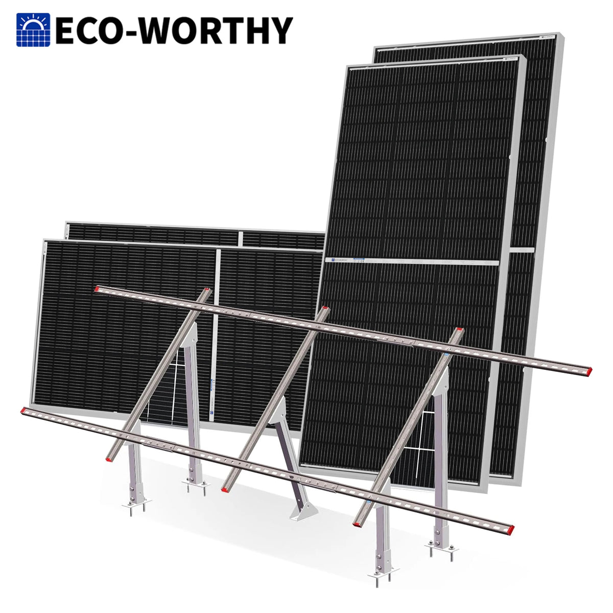 ECO-WORTHY 780W 4PCS 195W 3.12KWH Solar Panels with Upgrade Ground