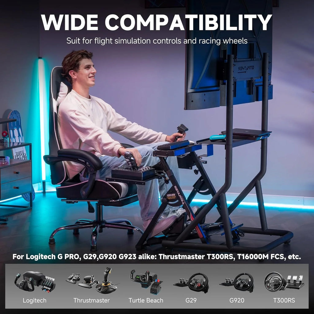 GTPLAYER Flight & Racing Simulator Stand, Foldable Gaming Cockpit
