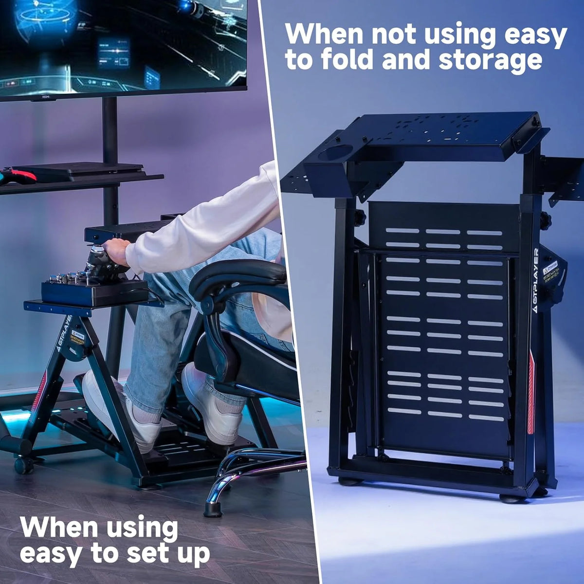 GTPLAYER Flight & Racing Simulator Stand, Foldable Gaming Cockpit