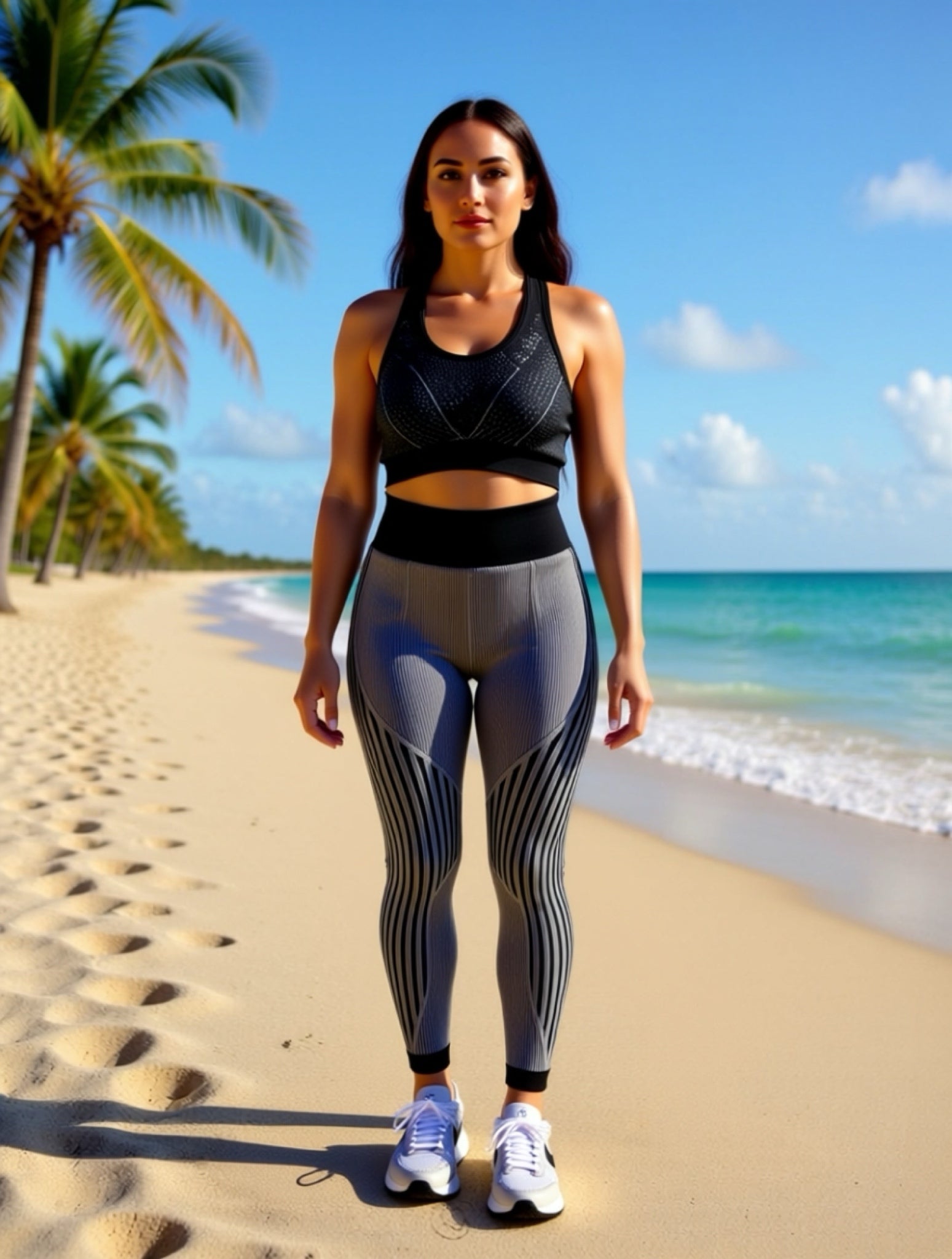 2 Piece Outfits for Women's - Seamless Ribbed Yoga Outfits Sports Bra
