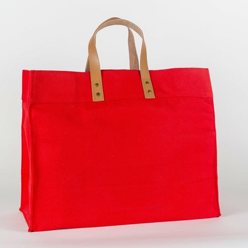 Box Tote Bag Canvas and Leather