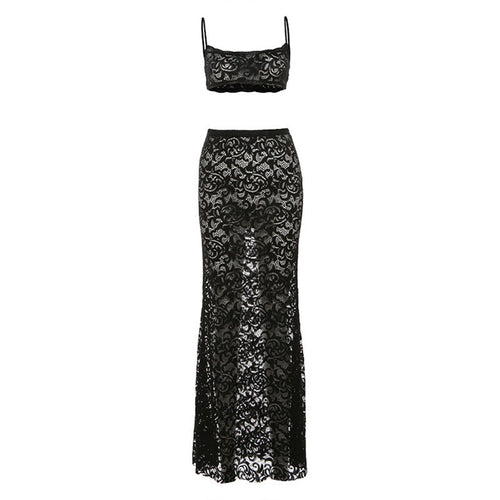 2pc Set Cutout Sling Top High Streetwear Skirt Set