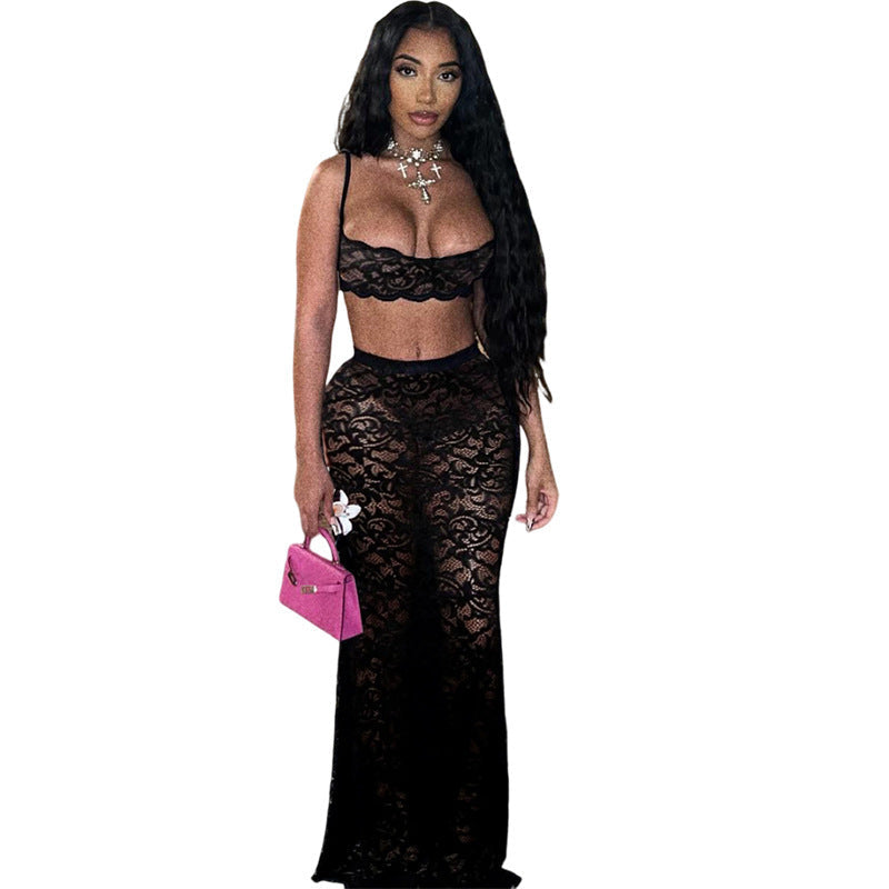 2pc Set Cutout Sling Top High Streetwear Skirt Set