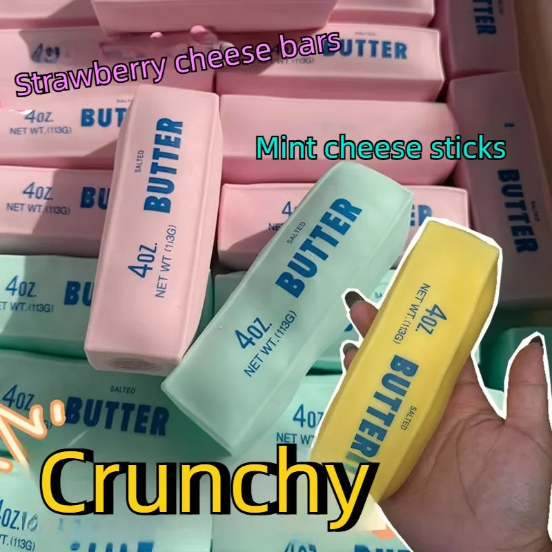 Crunchy Butter Stick Squishy Toy Stress Ball Fidget Squeeze Toys Round