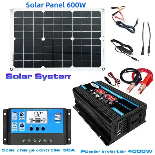 4000W Solar Inverter Kit Complete 12V to 110V/220V Solar Panel System