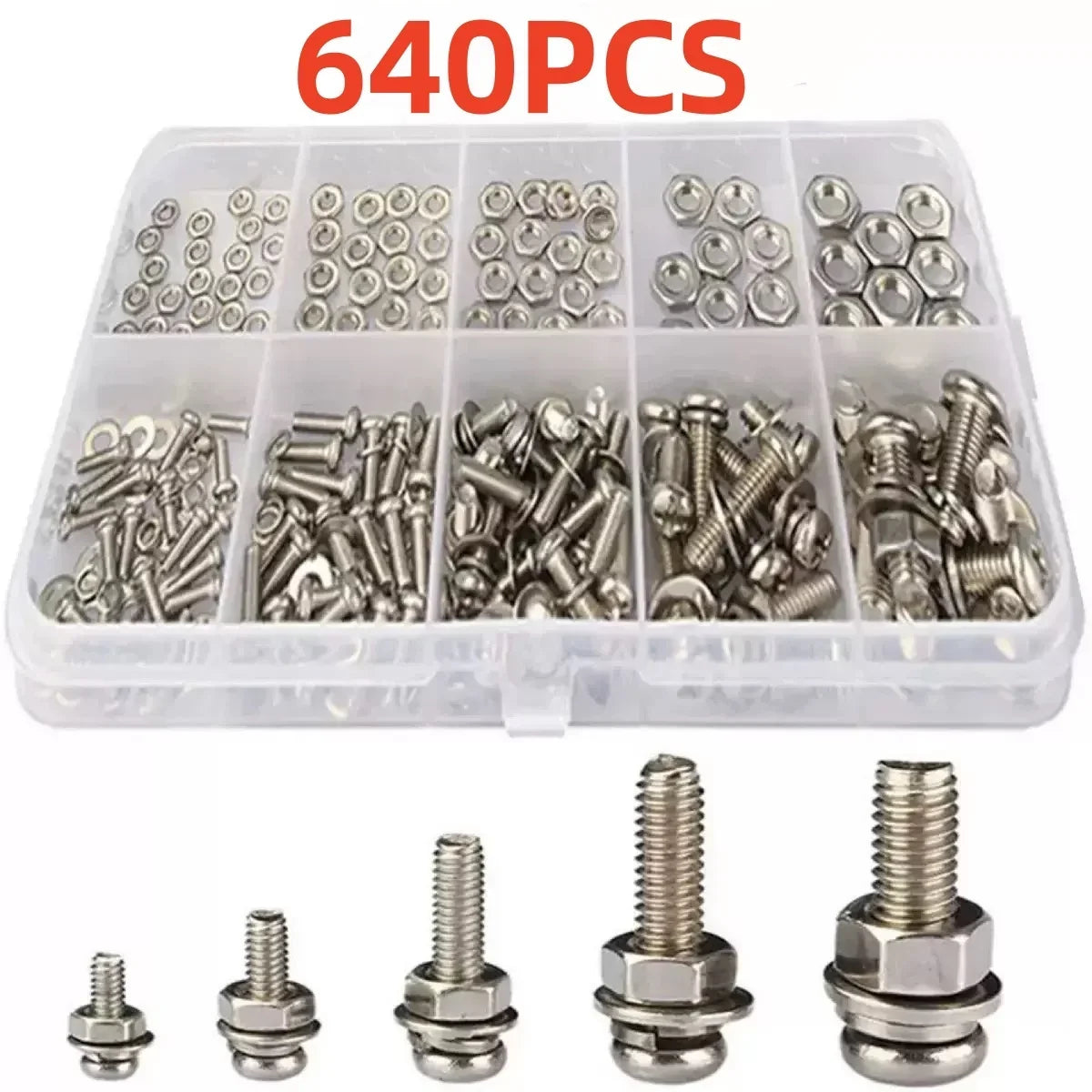 640/320pcs Premium Screw and Nut Assortment Kit Corrosion-Resistant