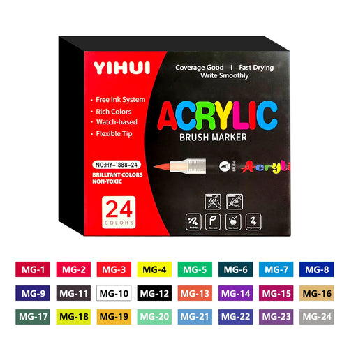 12/24/36/48/60 Colors Acrylic Paint Pens Markers Brush Tip Paint
