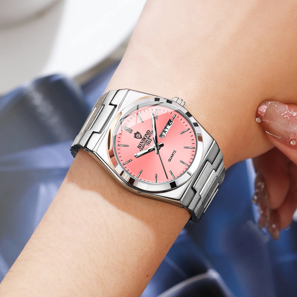 BINBOND Quartz Watches For Women Luxury Luminous Waterproof Auto Date