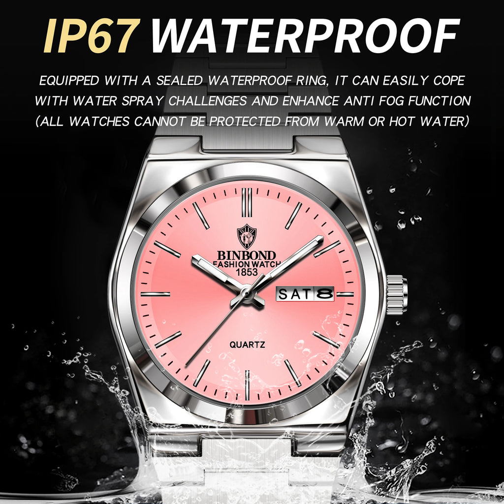 BINBOND Quartz Watches For Women Luxury Luminous Waterproof Auto Date