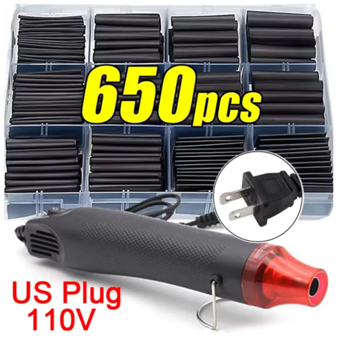 Black Heat Shrink Tube Kit Thermoresistant Tubing Shrink Wire Wrapping