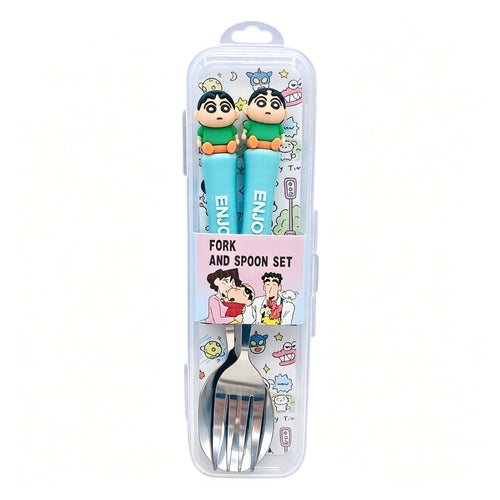 Anime Crayon Shin-Chan Fork And Spoon Set Cartoon Figure Durable