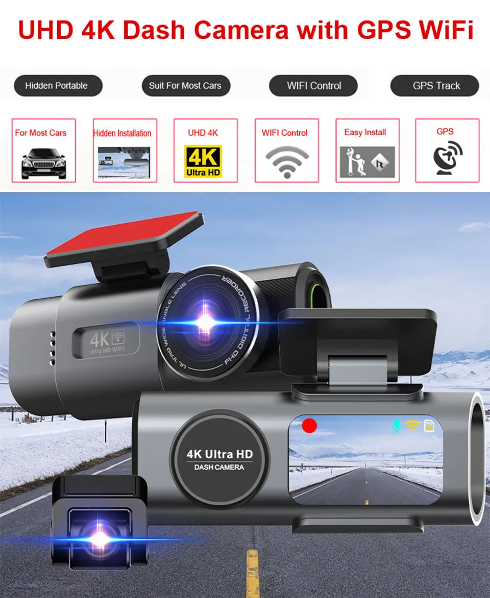 Dash Cam 4K UHD Recording Car Camera DVR Night Vision Video Recorder
