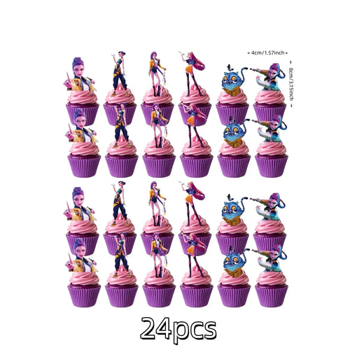Anime Grils Lumi Mila Zoi Witch Hunter Cake Toppers Happy Birthday