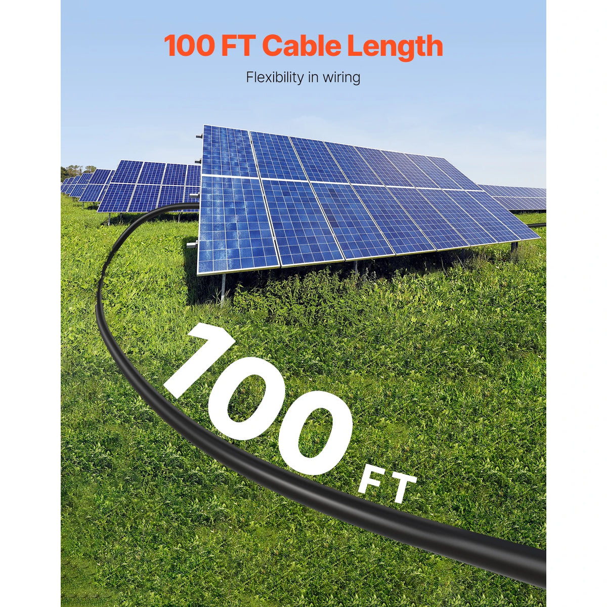 SucceBuy 100FT Solar Panel Extension Cable 10AWG 6mm² IP67 Waterproof