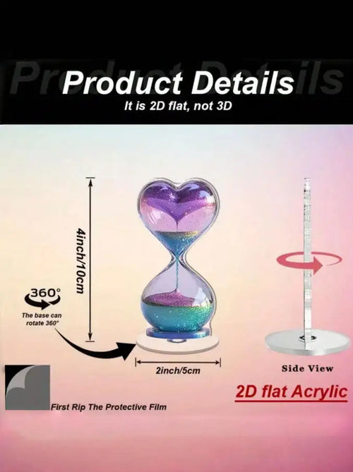 1Pc Acrylic Heart-Shaped Funnel Decor 2D Flat Rotating Modern 3D
