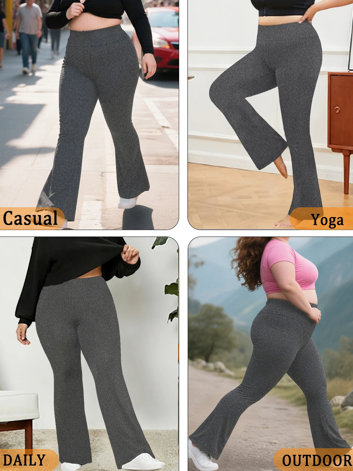 Plus Size Women's Super Soft High Waisted Flare Pants, Leggings Tummy