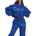 Men Women Printed Hoodie 2‑Piece Tracksuit, Casual Long‑Sleeve