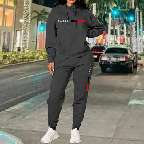 Hot Sales Women's Outfits Print Casual Hooded Sweatshirts 2 Pcs Suits