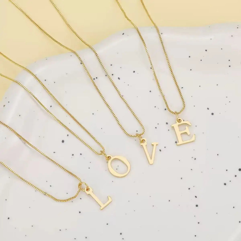 A-Z Initial Necklace 18K Gold Plated Necklace Cute Letter Stainless
