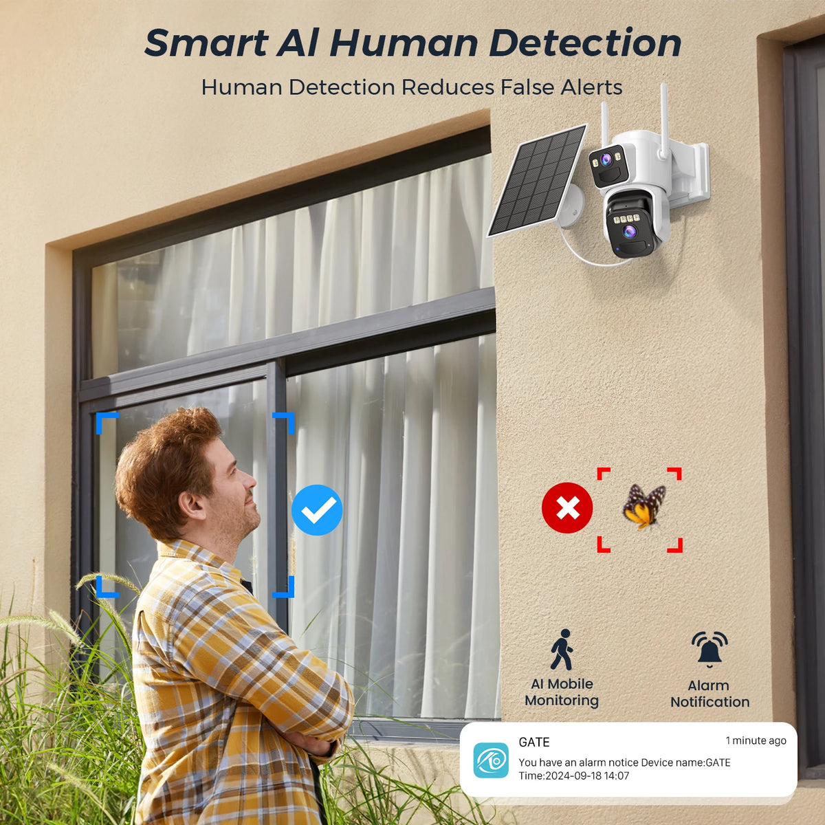 8MP Dual Lens Solar WIFI Security Cameras With Solar Panels Color