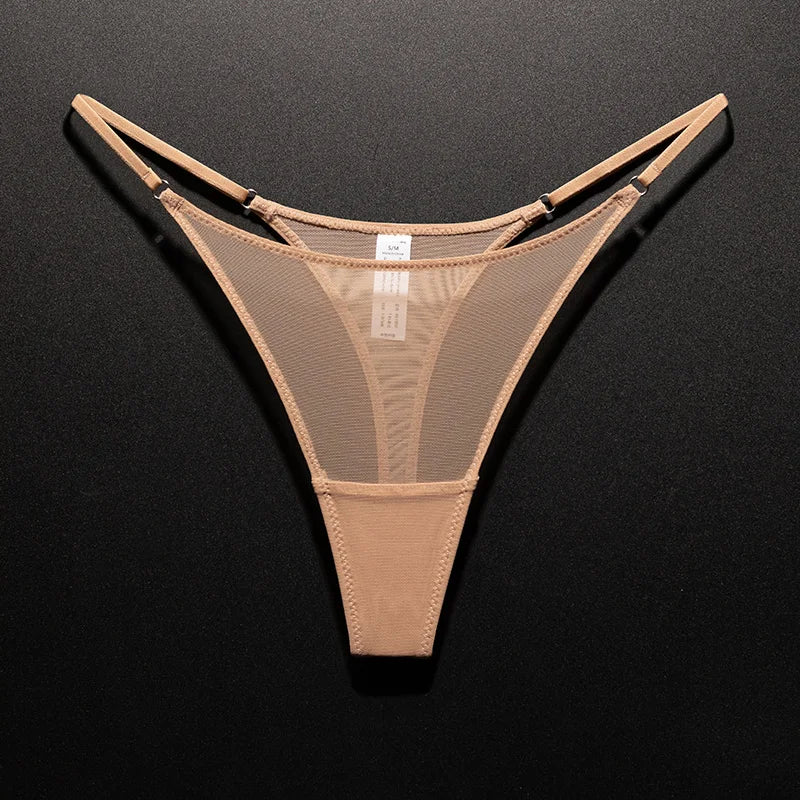 Mesh Women Briefs Seamless Thong Ultra-thin Sexy High Slit Underwear