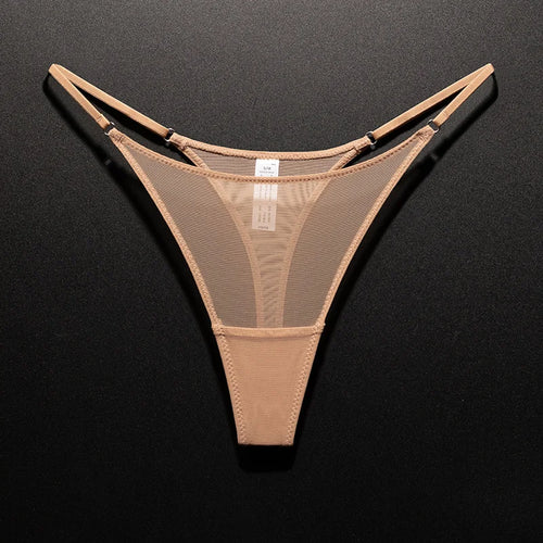 Mesh Women Briefs Seamless Thong Ultra-thin Sexy High Slit Underwear