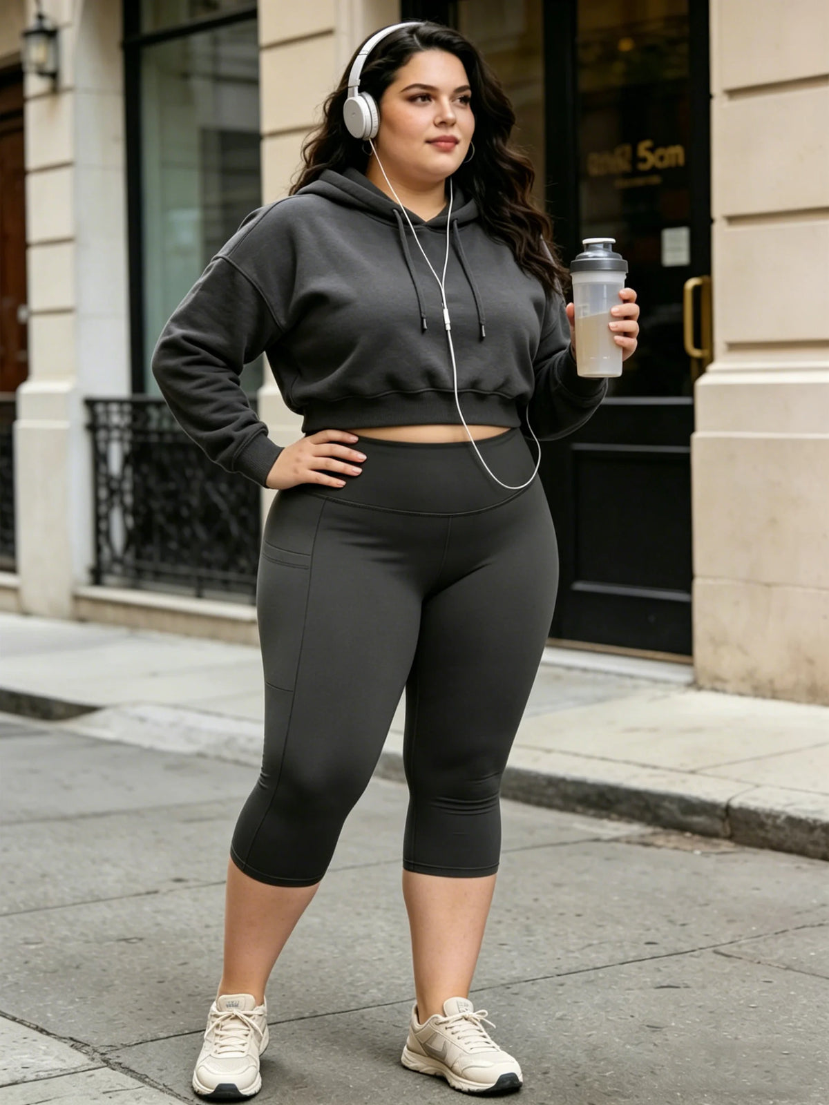 Capri Plus Size Leggings for Women with Pockets-Stretchy  Tummy