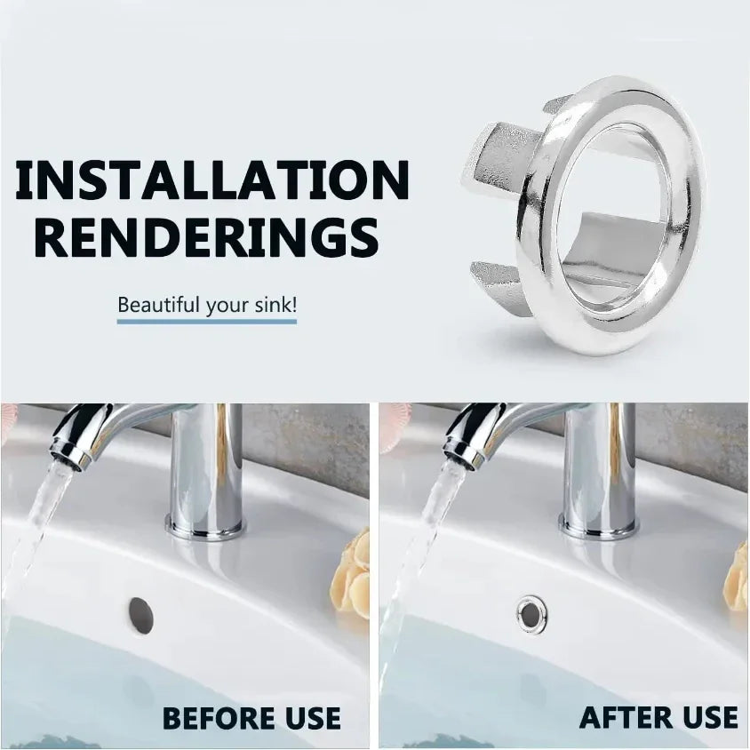 4PCS Plastic Bathroom Kitchen Basin Sink Overflow Cover Ring Insert