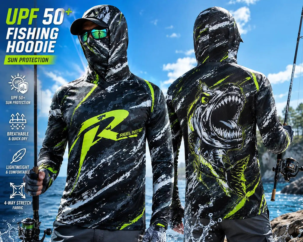 Men's Hooded Fishing Shirt, UPF Sun Protection, Breathable, Long