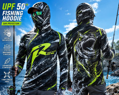 Men's Hooded Fishing Shirt, UPF Sun Protection, Breathable, Long