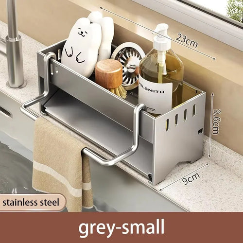 Kitchen Stainless Steel Sponge Rack Household Sink Rag Drain Shelf
