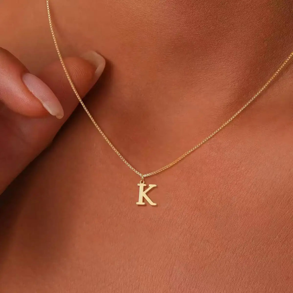 A-Z Initial Necklace 18K Gold Plated Necklace Cute Letter Stainless