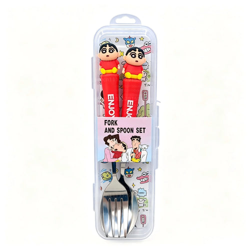 Anime Crayon Shin-Chan Fork And Spoon Set Cartoon Figure Durable