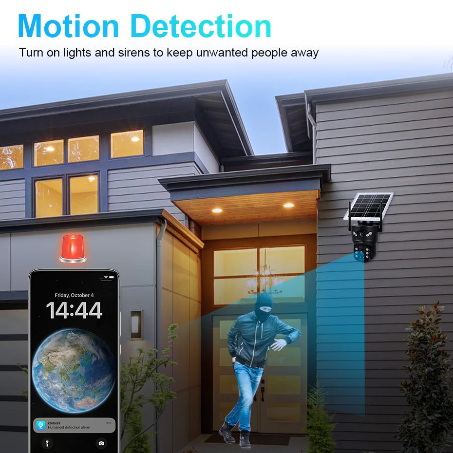 KERUI Outdoor Waterproof 6MP 4G SIM WIFI Solar Camera Dual Lens Camera