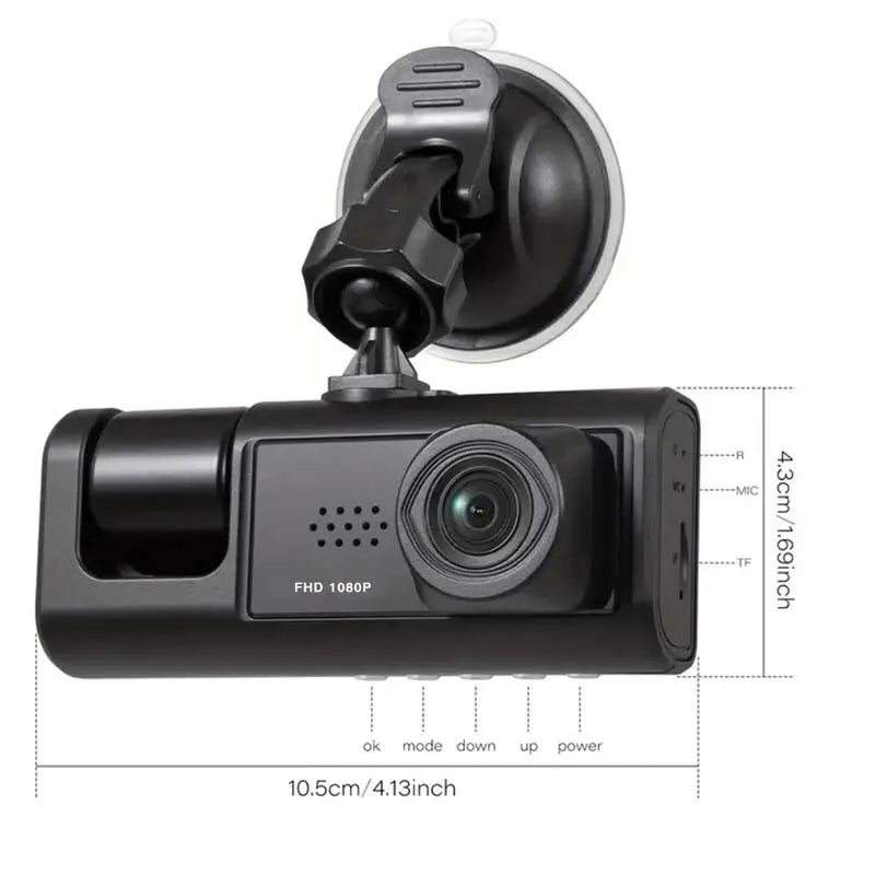 Dash Cam W/ IR Night Vision Loop Recording & 2" IPS Screen 1080P 3