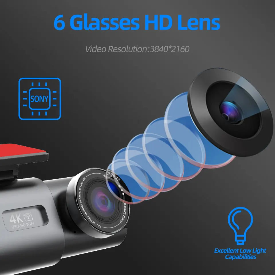 Dash Cam 4K UHD Recording Car Camera DVR Night Vision Video Recorder