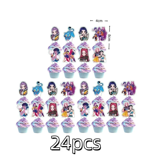 Anime Grils Lumi Mila Zoi Witch Hunter Cake Toppers Happy Birthday