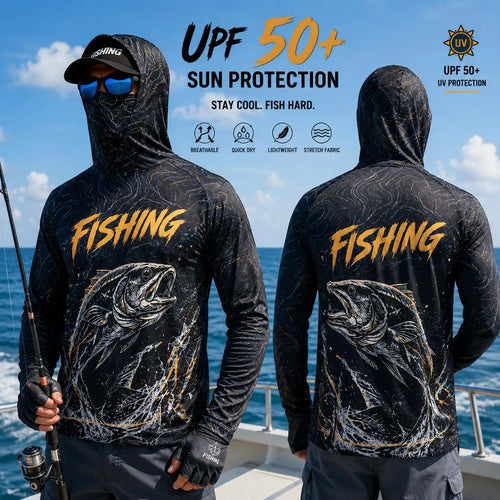 Men's Hooded Fishing Shirt, UPF Sun Protection, Breathable, Long